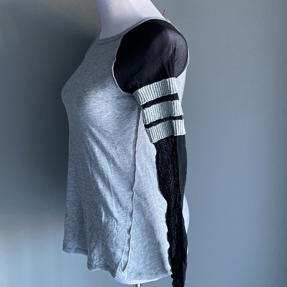 Pete Long Sleeve Baseball Tee Small Gray Black Mesh Sleeves & Shoulders - Picture 2 of 7